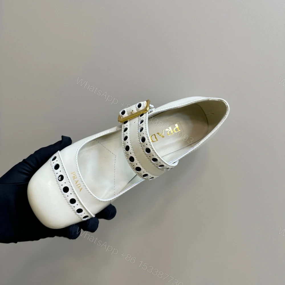 View 8 of 高仿Prada*Patent系列1I816M粗跟瑪麗珍鞋鞋漆皮3.5CM白色免檢版