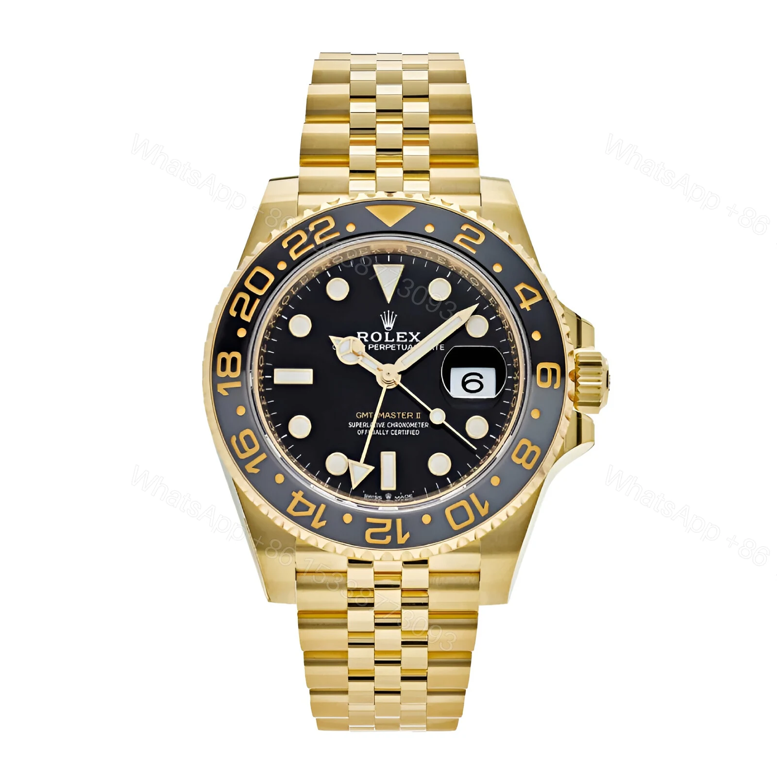 Rolex Gmt Master II Gold Black Dial Replica — view 1