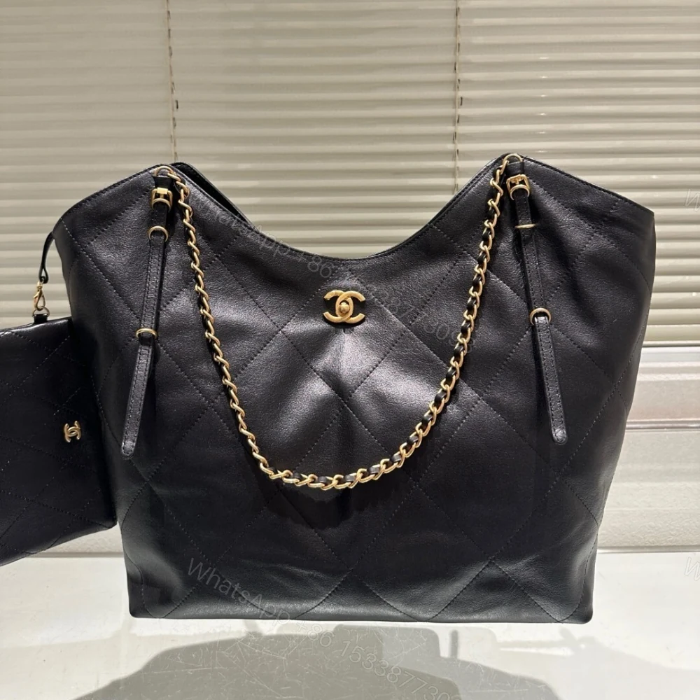 View 2 of Chanel Medium Shopping Bag And Gold Tone Metal Black 35Cm