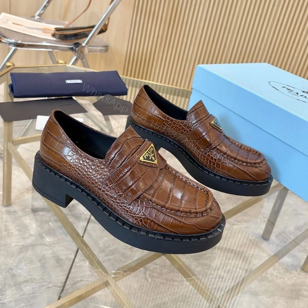 View 2 of Prada Chocolate Leather Loafers 1D246M ZO1 F0005 F G050