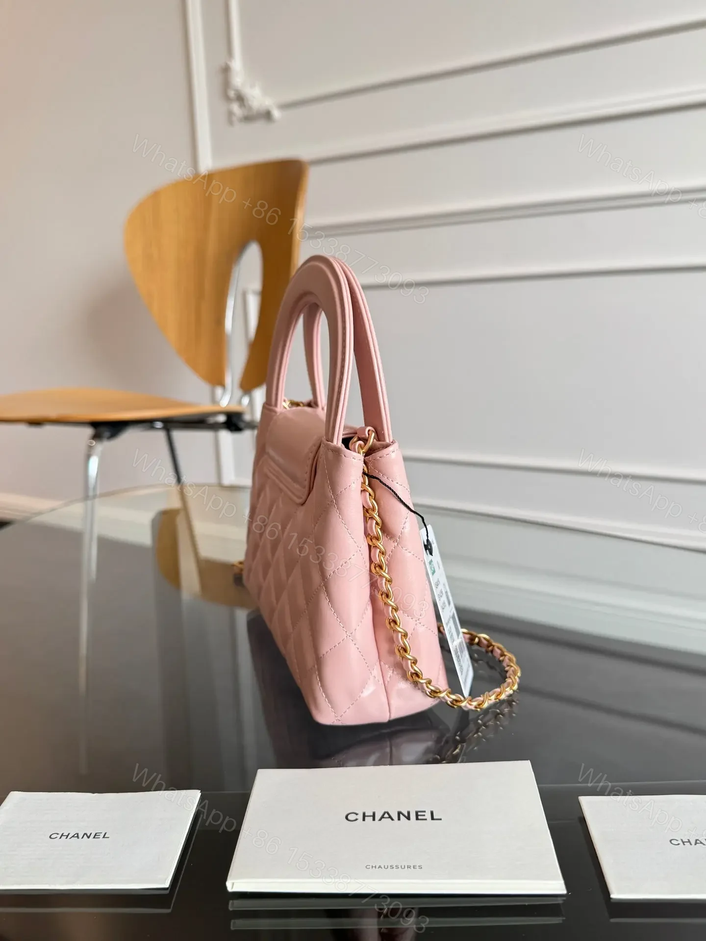 View 7 of CHANEL KELLY BAG 19 IN LIGHT PINK CALFSKIN GOLD HARDWARE