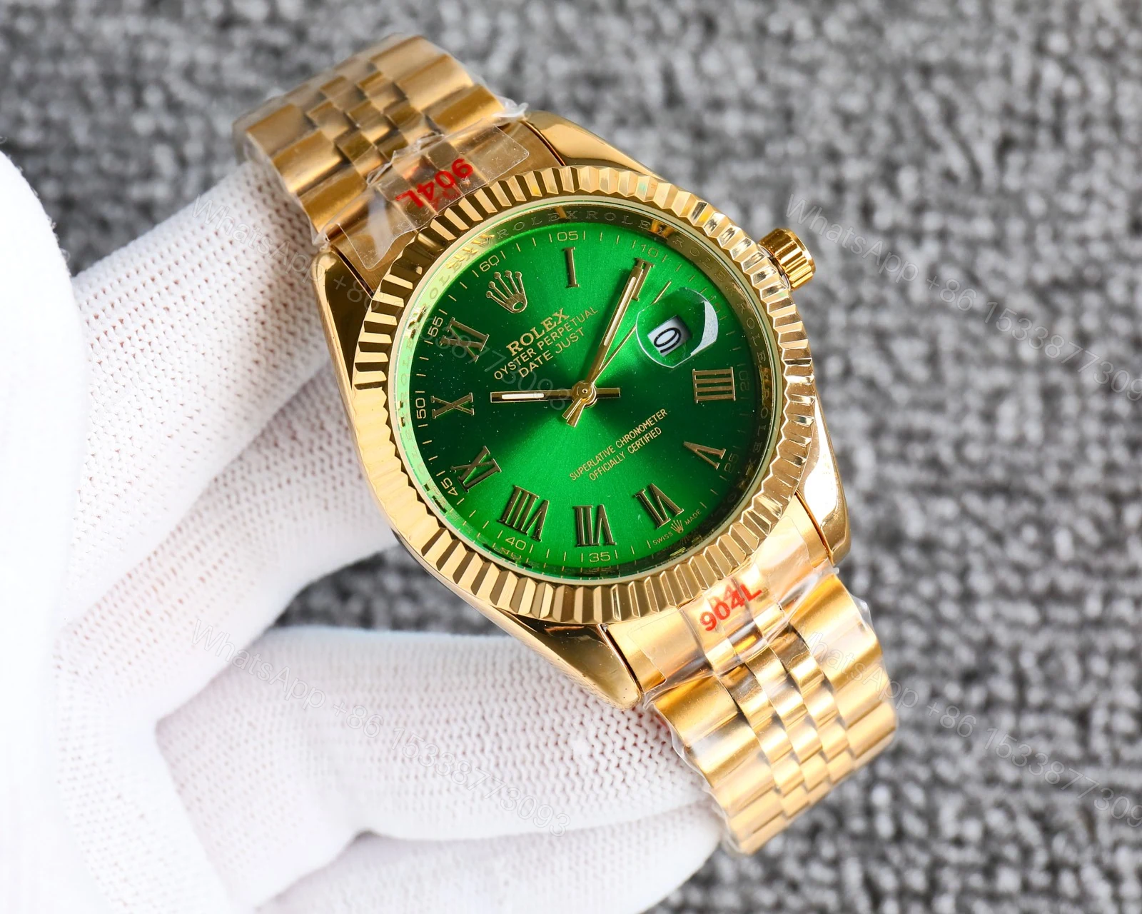 View 2 of Rolex Datejust Roman Numeral Dial Gold In Green 41Mm
