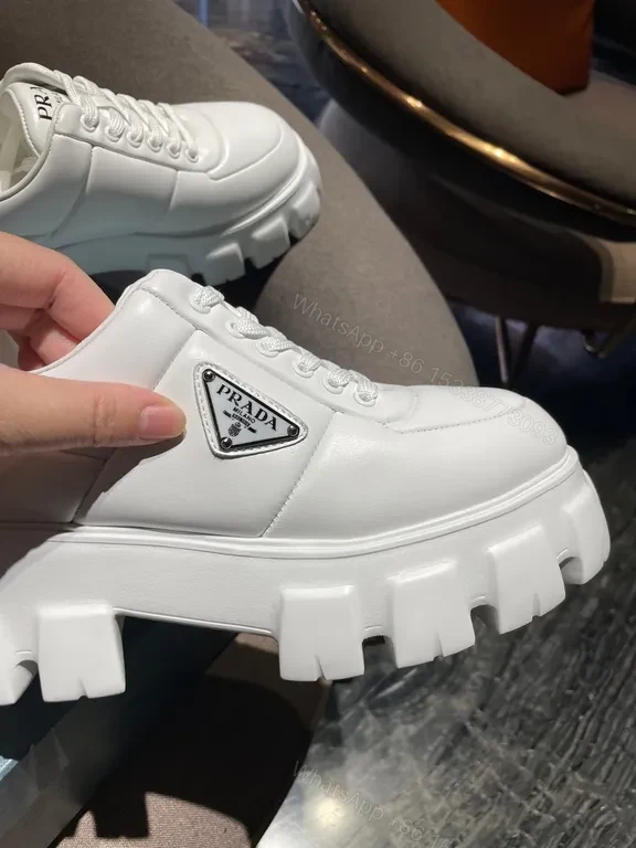 View 2 of Prada Milano-Inspired White Luxe Sneakers, Premium Leather