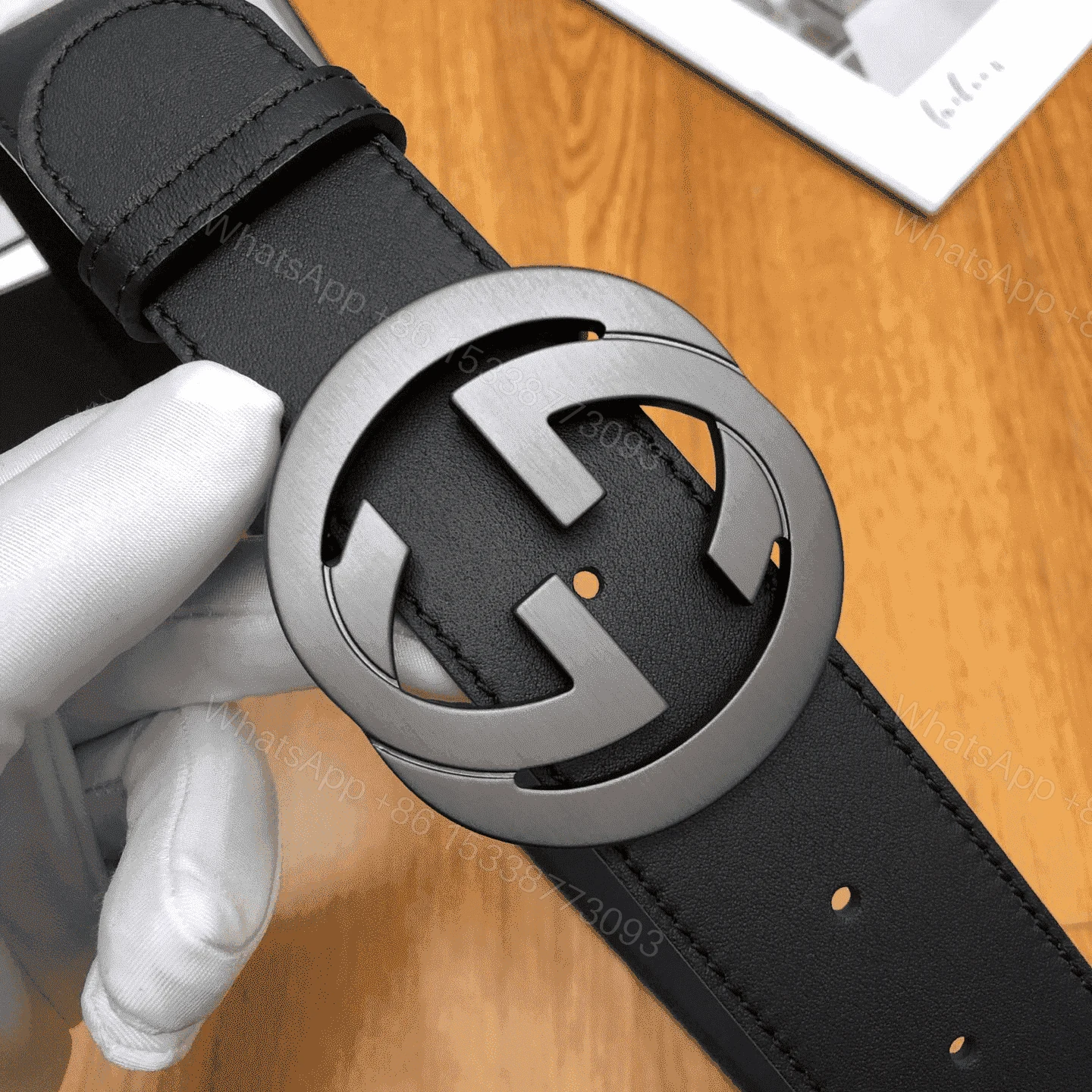View 2 of GUCCI INTERLOCKING-G LEATHER BELT – B12