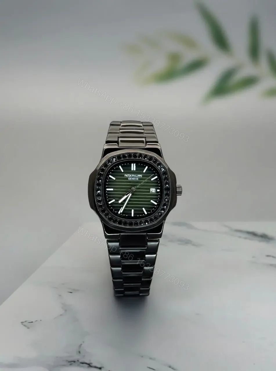 Brand-patek philippe Model-Geneve Quality-7a Gender-Men’s Bracelet-Black Dial-Green — view 1