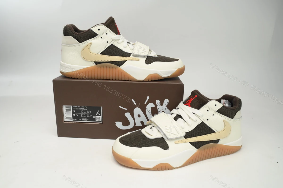 View 2 of Travis Scott × Nike Jordan Jumpman Jack TR White Brown FZ8117-100