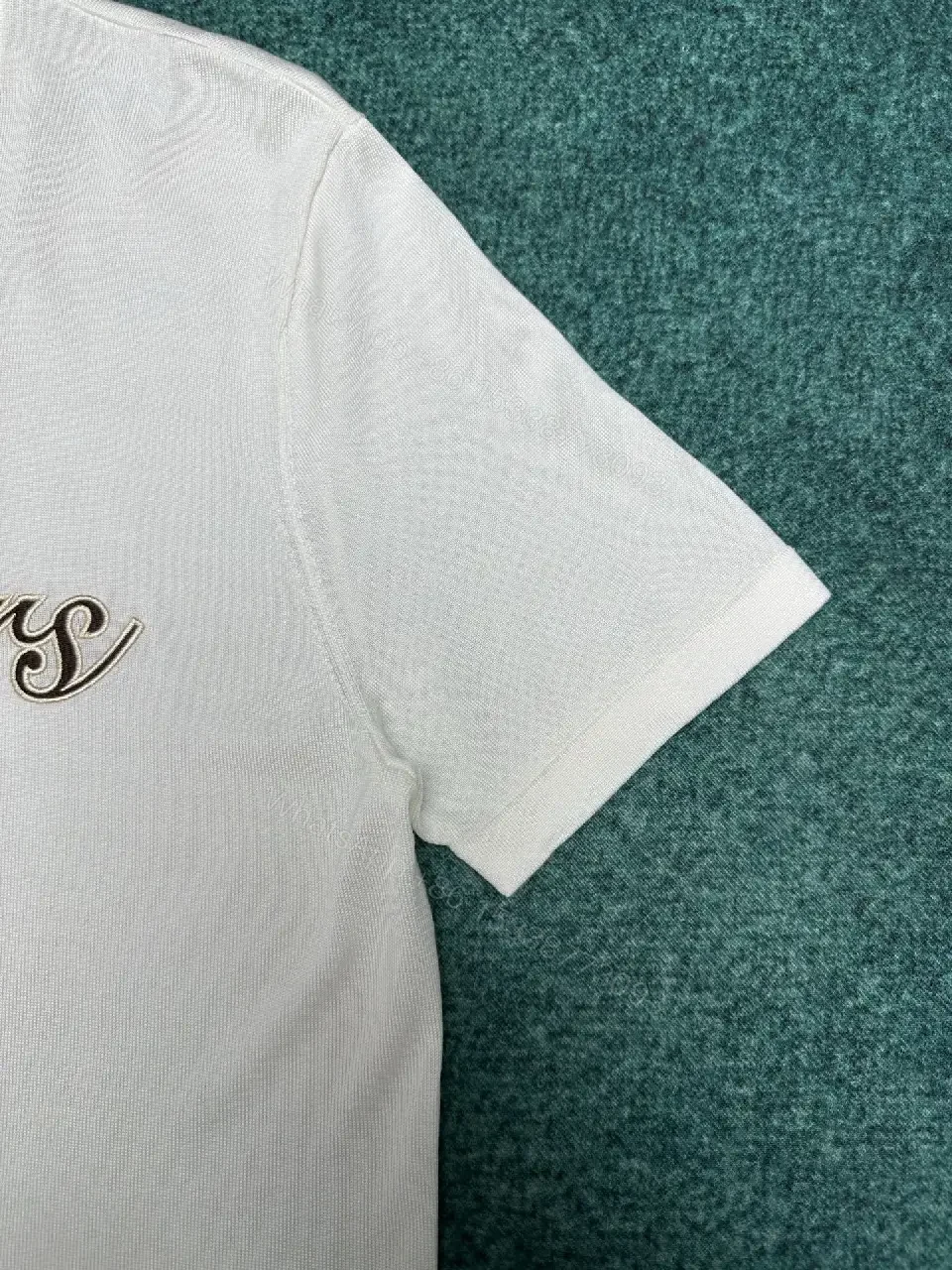 View 4 of White Cotton Tee with Subtle Designer-Style Embroidery Shirt