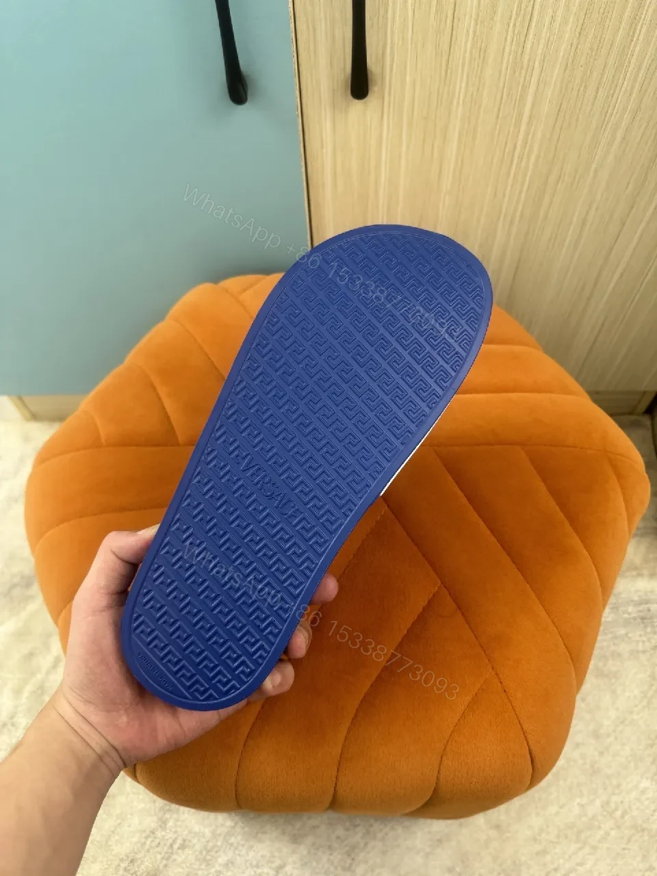 View 8 of Bold Blue Logo Slides: Lux, Cushioned, Quick-Dry Slip-On