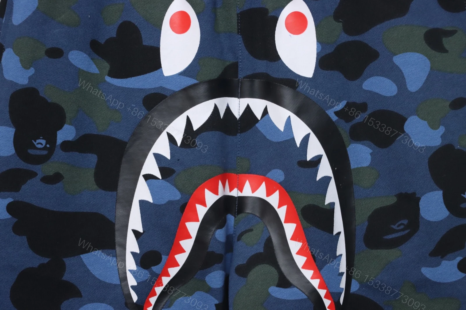 View 3 of Bape Camo Shark Shorts Deep Blue