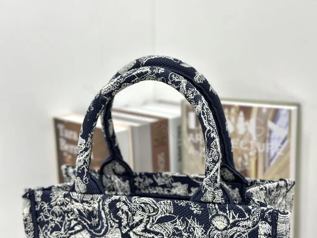 View 3 of Structured Patterned Tote â€“ Dior-Inspired Graphic, Everyday Luxury Tote