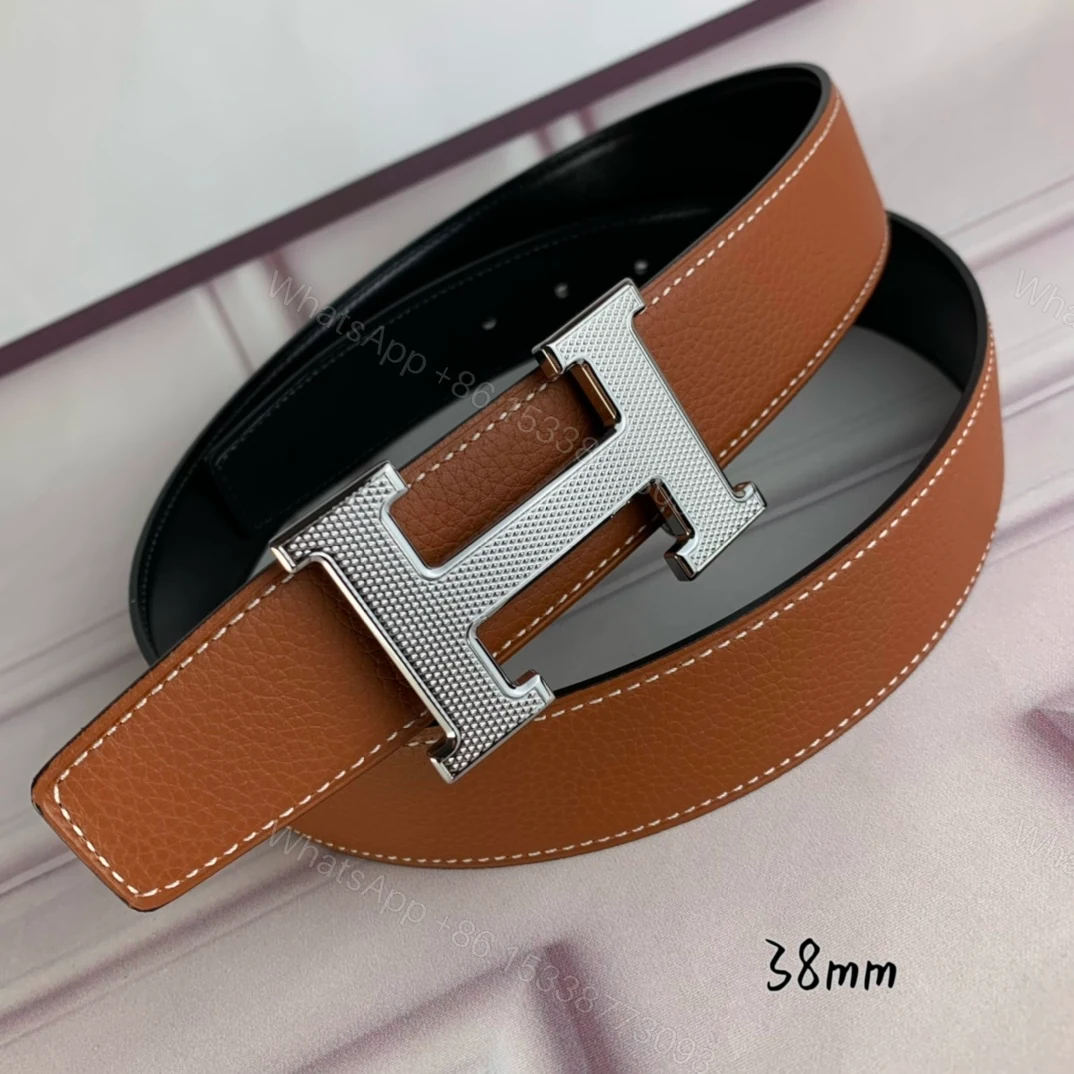 View 4 of HERMES BELT TOGO SWIFT SILOUIS VUITTONER BUCKLE BROWN 38MM