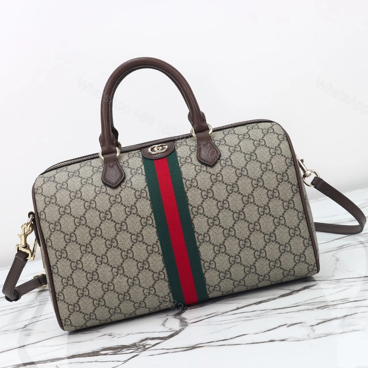 View 3 of Gucci Ophidia Large Boston Bag Beige And Dark Brown 30cm ‎836824 FAE0J 9867