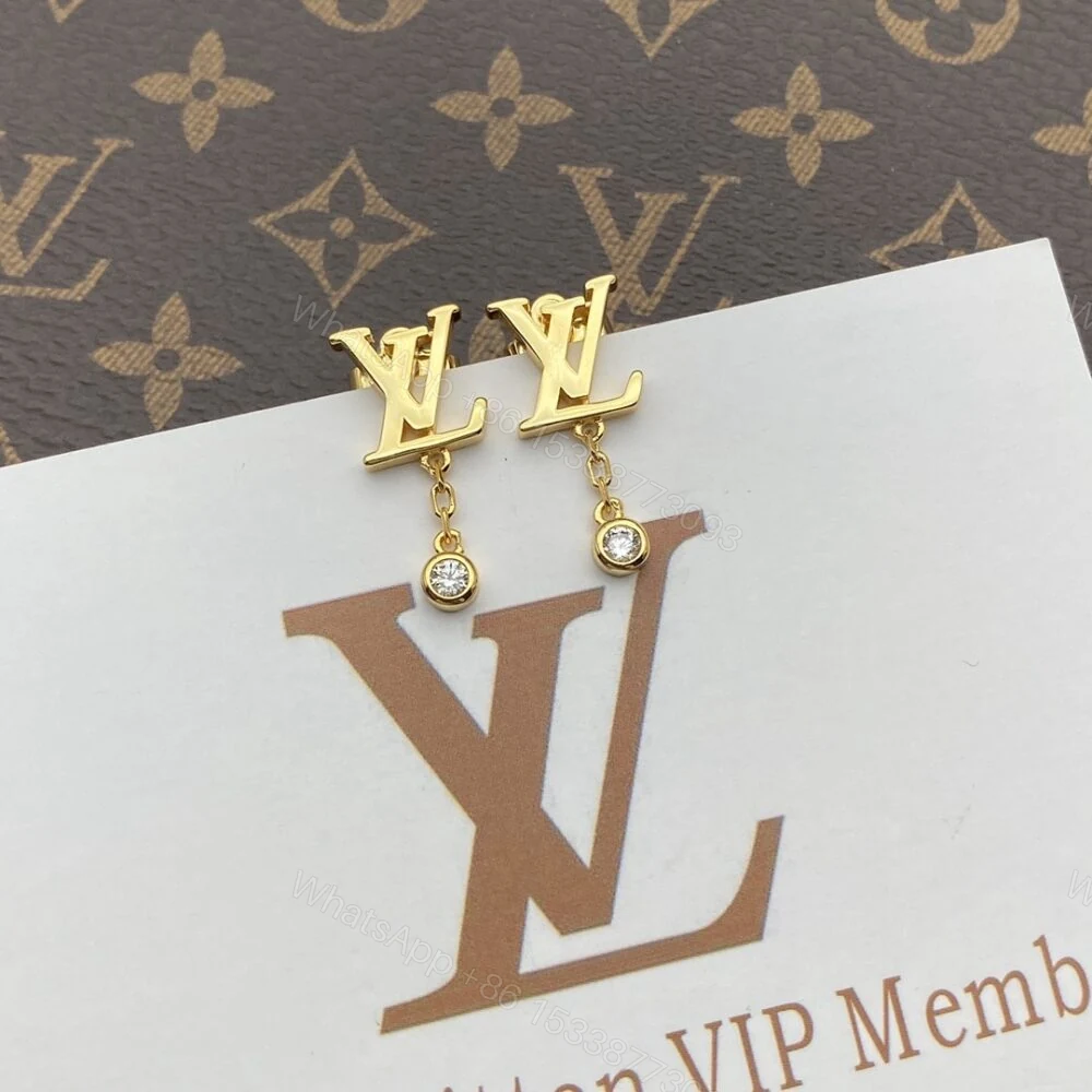 View 3 of Louis Vuitton Gold And Diamond Earrings Q96495