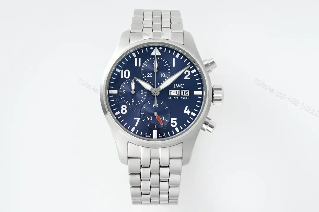 IWC Pilot Chronograph Blue Dial Steel Bracelet 43mm IWC-PILOT-CHR-BLU43-SS — view 1