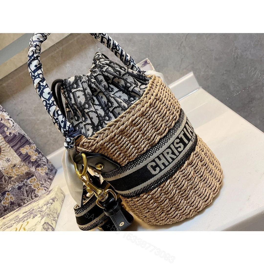 View 2 of Christian Dior Pre-Owned pre-owned wicker Dior bucket shoulder bag