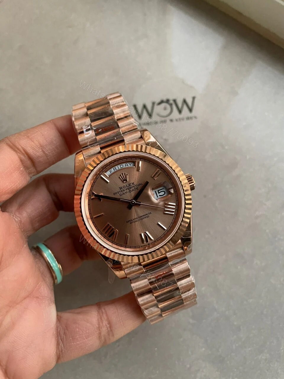 View 2 of GMF Factory 1:1 Rolex Day-Date 40mm 228235 904L RG Fluted Bezel Rose Gold Dial