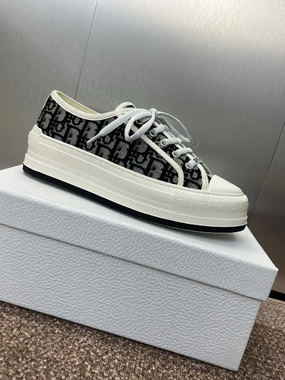 View 10 of Black Denim Dior-Style Platform Sneakers
