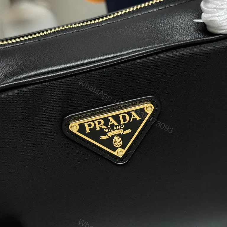 View 9 of Prada Compact Satchel: Leather, Black, Gold Hardware