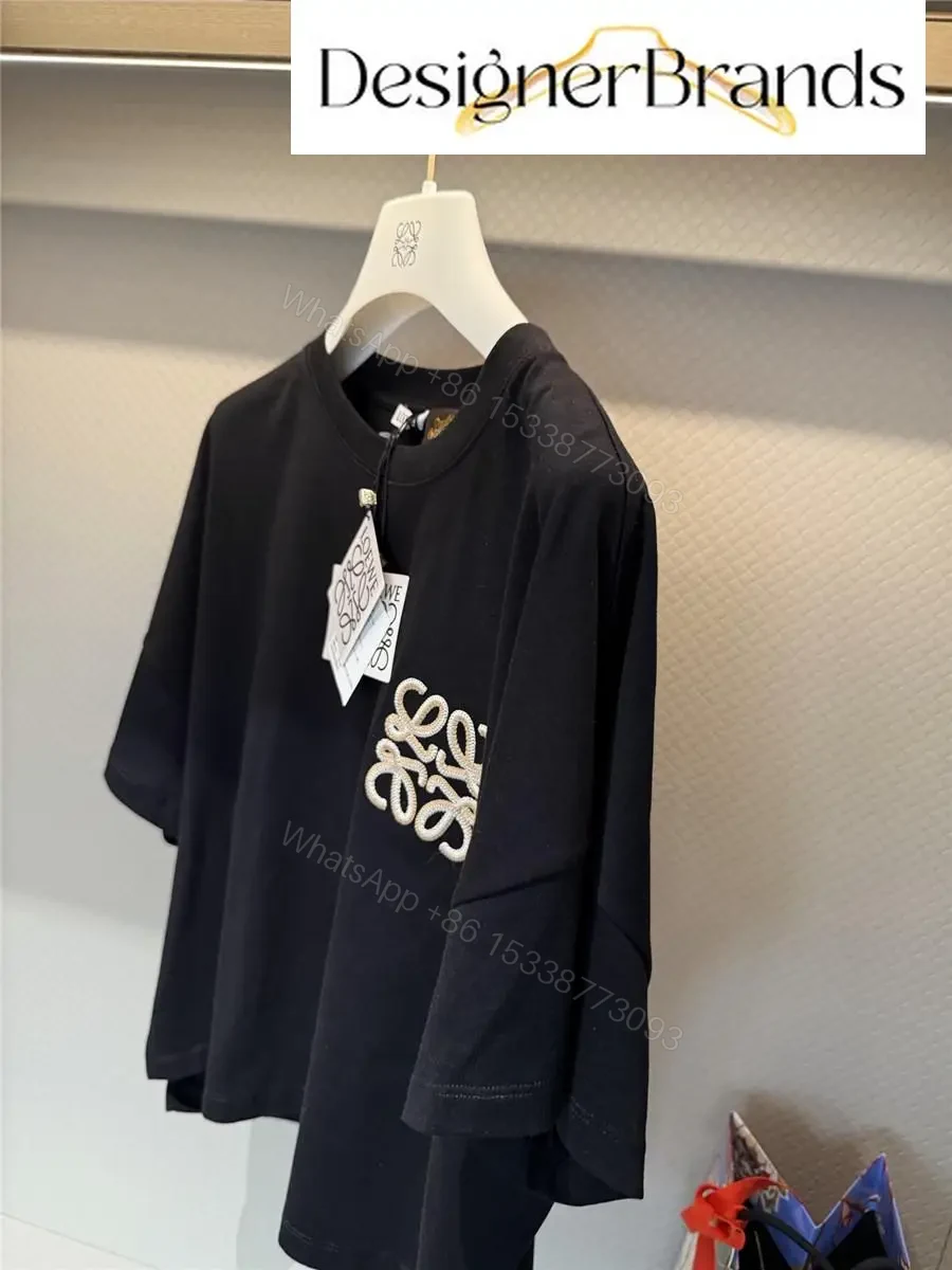View 5 of Black Cotton Tee – Elevated Embroidery Luxury Tee