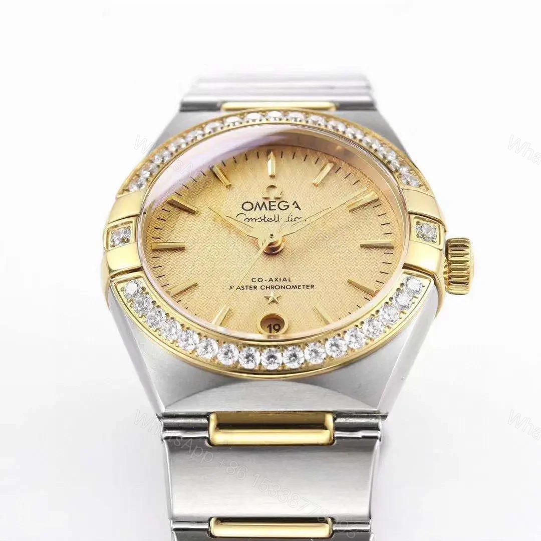View 3 of Omega Constellation 29mm Women’s Watch V6 Version Two-Tone Stainless Steel and Gold Diamond Bezel Champagne Dial