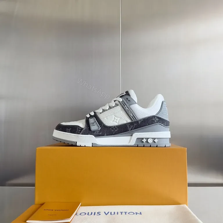 View 3 of Sporty Luxe LV Monogram Sneaker âˆ’ Elevated Comfort Highâ€‘Top