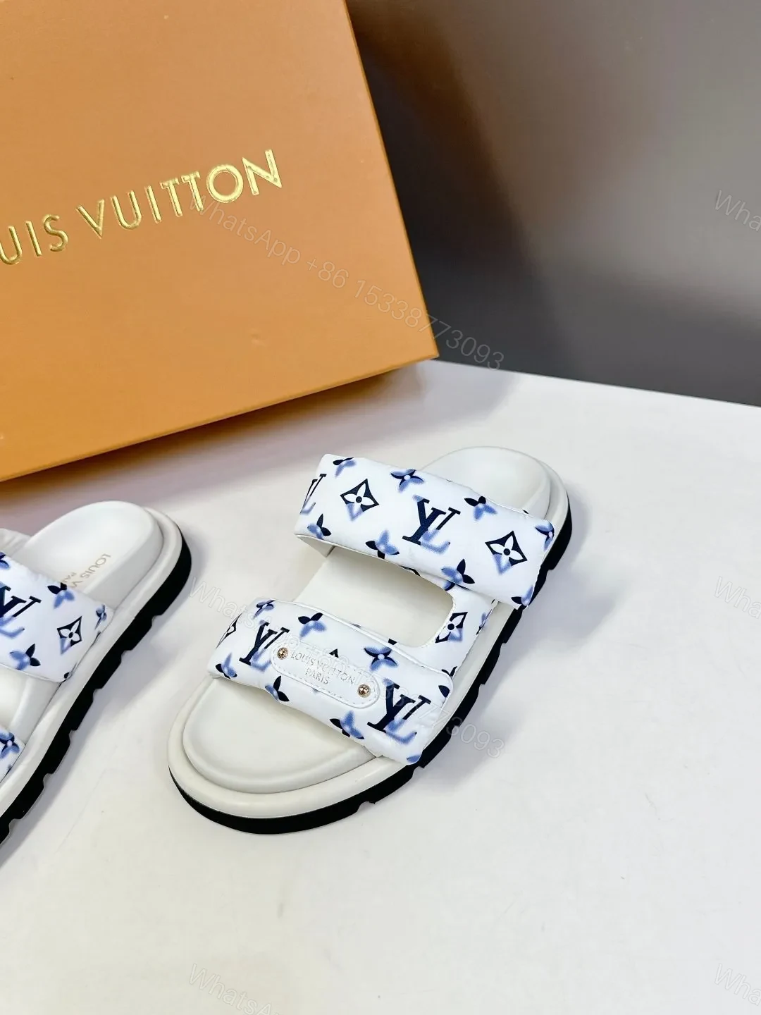 View 4 of LV Women White Printed Fabric Sandals