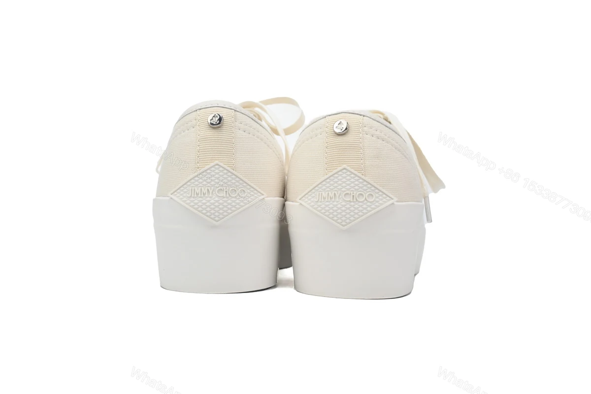 View 3 of Women's Jimmy Choo Palma Maxi White Canvas Platform Trainers