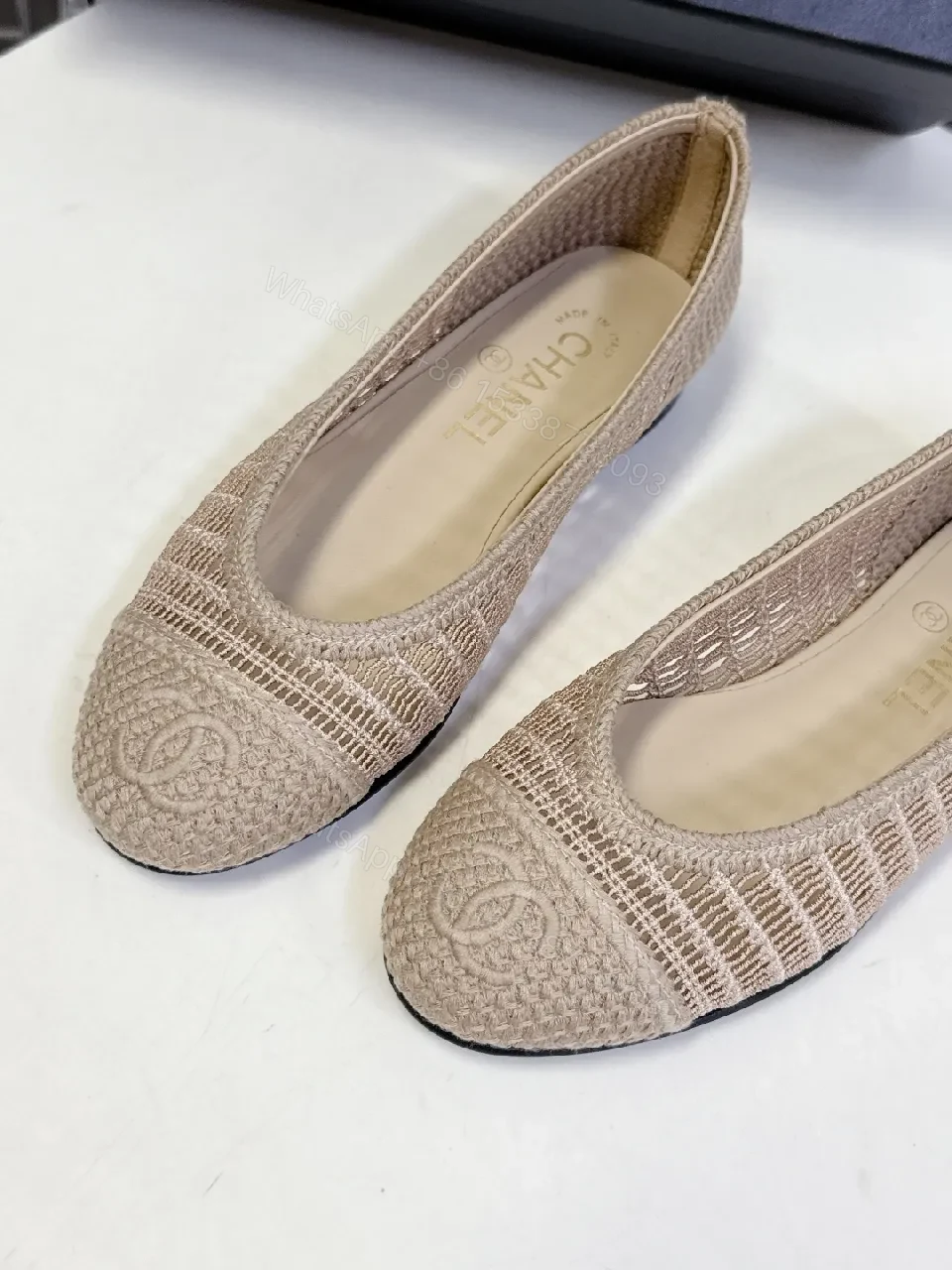 View 3 of Neutral Knit Lace Espadrille Flats: Subtle Luxe Comfort