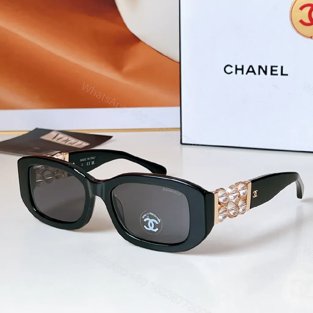 View 9 of Oversized Square Sunglasses: Black/White + Rose-Gold Chain Luxe Frame