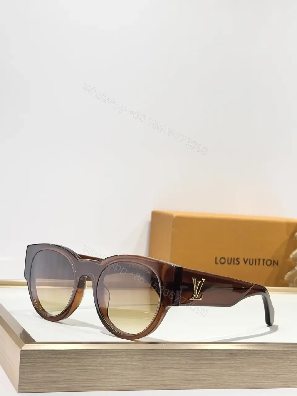 View 8 of Oversized Round Sunglasses with Signature Accents, Black