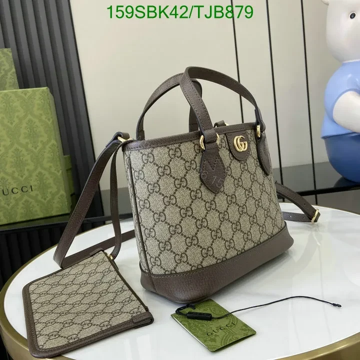 View 4 of Gucci Dusty Pink GG Supreme Canvas and Leather Mini Tote Bag ML75396