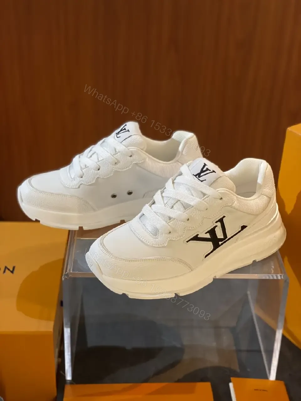 View 5 of White Leather Luxe High-Tops with LV Accent, Everyday Comfort