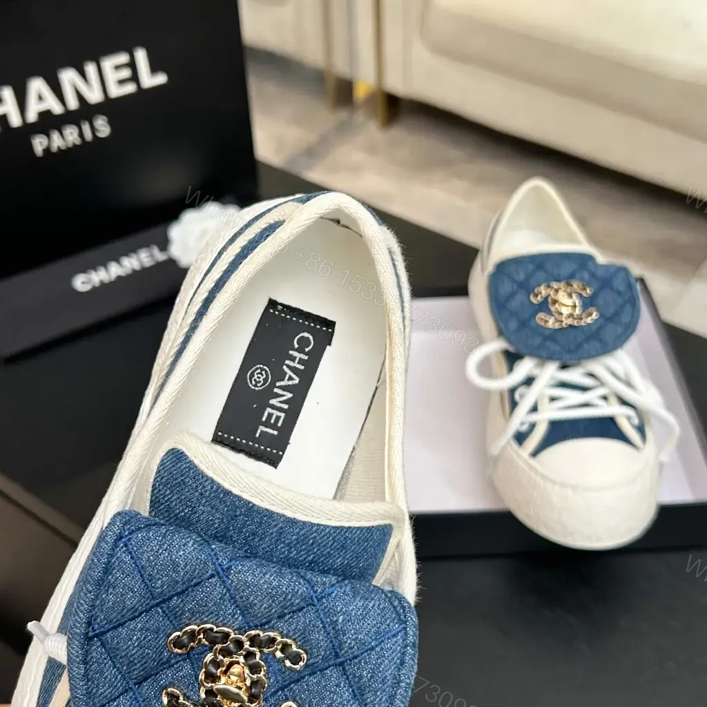 View 9 of Denim Luxe Low-Tops with Chanel-Style Embroidery Sneakers