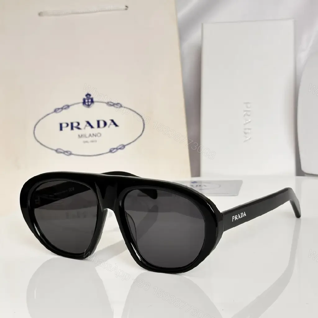 View 7 of Tortoise Shell Modern Oversized Sunglasses, Glossy Acetate, PRADA-Trimmed