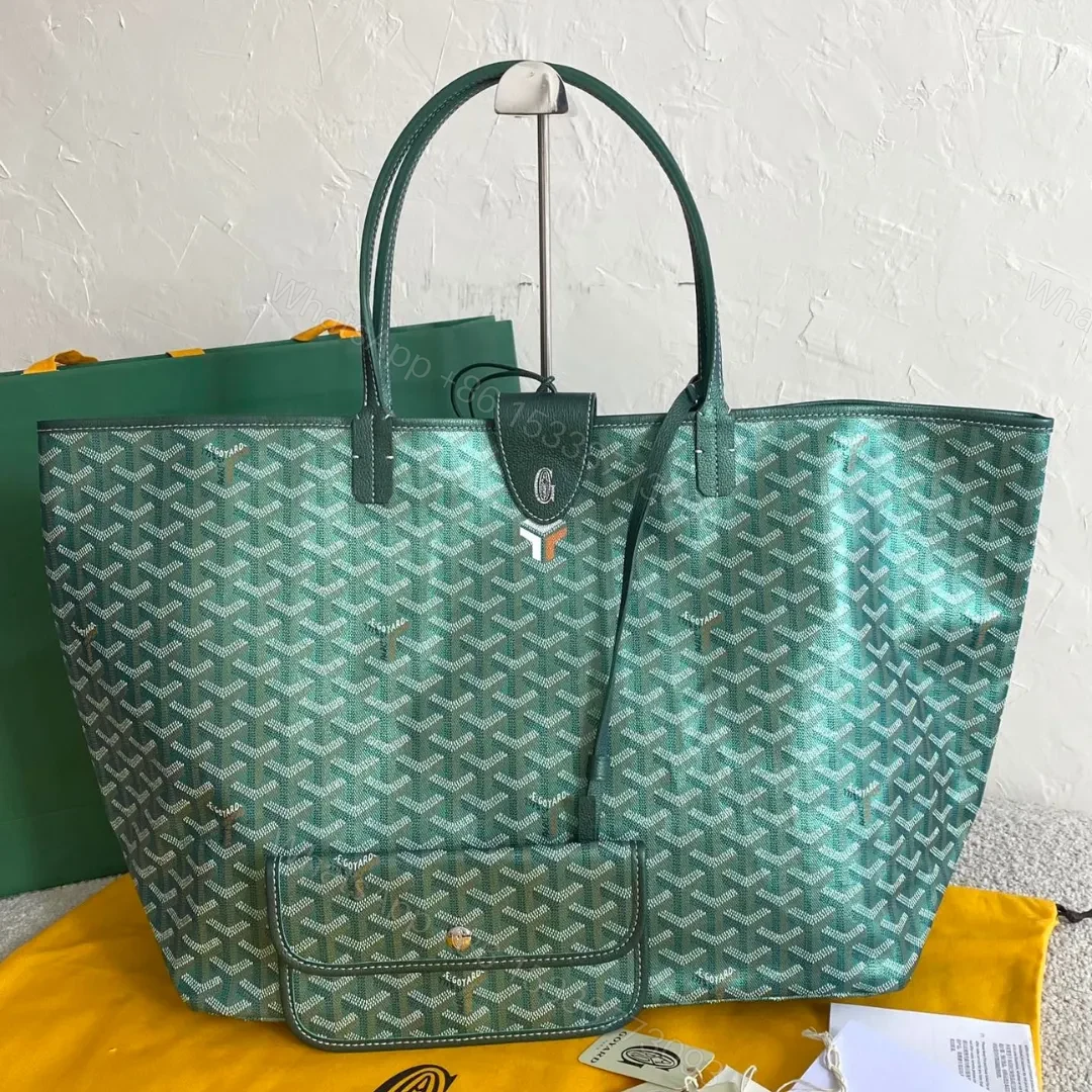 Goyard Green Goyardine Coated Canvas and Leather Saint Louis GM Tote — view 1