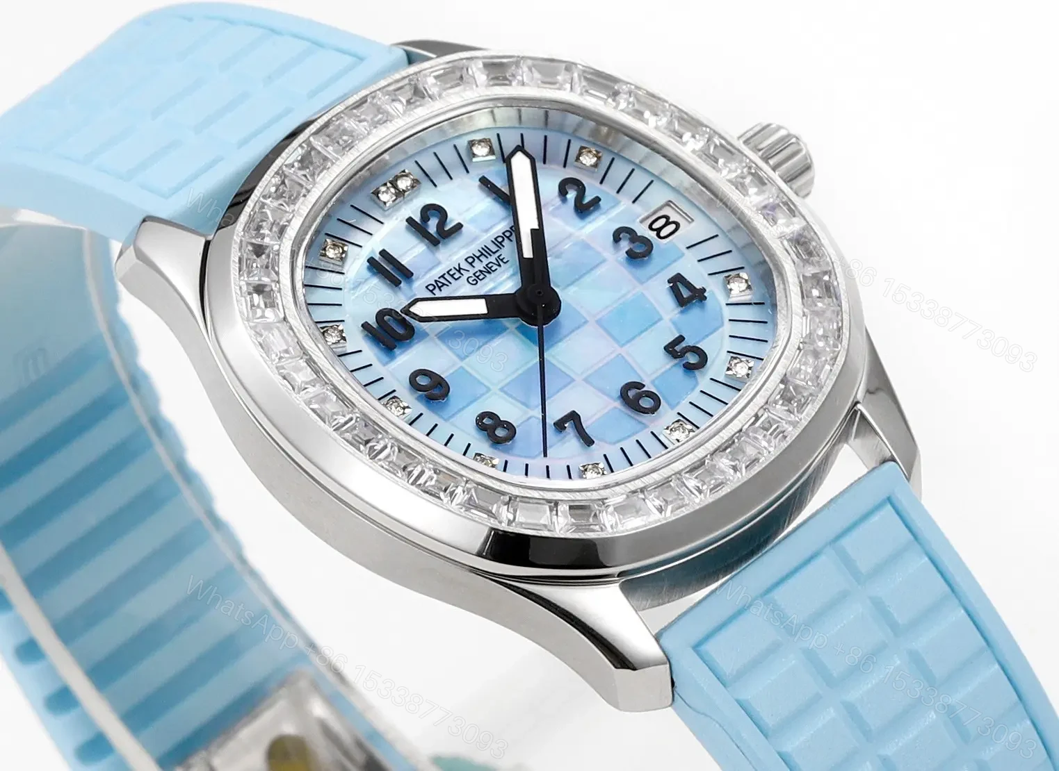 View 4 of Patek Philippe Aquanaut Mechanical Women’s Watch Blue Dial with Diamond Bezel Stainless Steel Case and Blue Rubber Strap