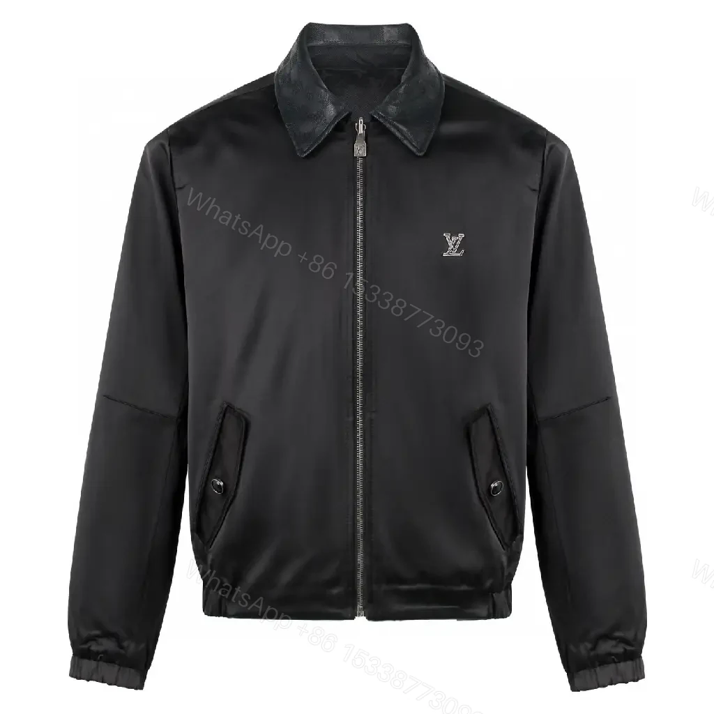 Black Leather-Trim Coach Jacket with Subtle Logo Embroidery — view 1