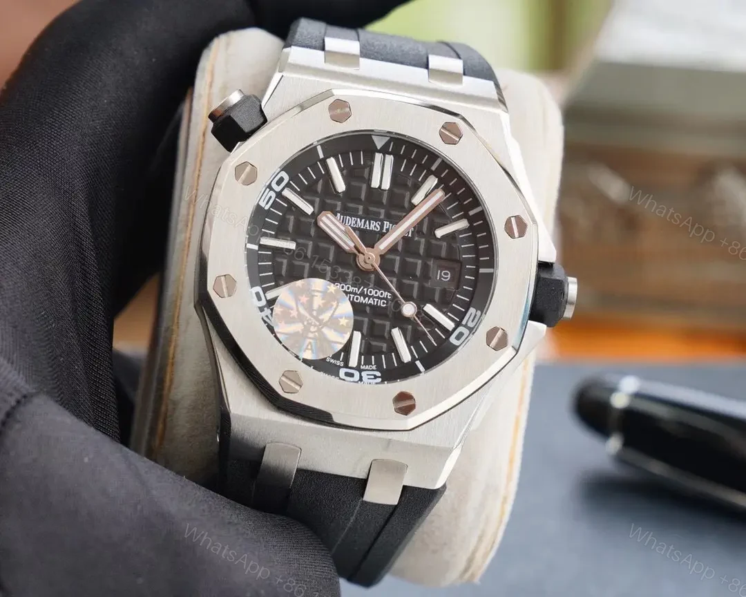 View 7 of BBR Factory Audemars Piguet Royal Oak Offshore Silver Dial Blue Accents Automatic Men’s Watch 42mm Stainless Steel Case with Rubber Strap