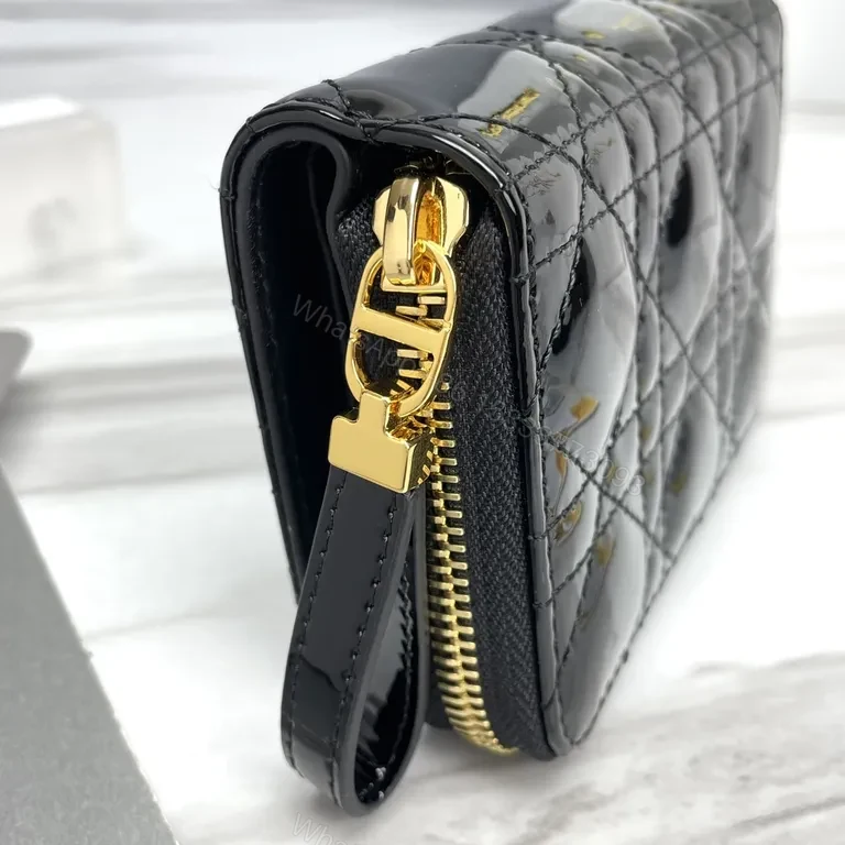 View 8 of Chic Luxe Quilted Wallet + Logo Clasp - Patent Black
