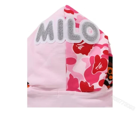 View 2 of BAPE Milo Shark Full Zip Double Hoodie Hoodie (Silver Font Milo) Pink
