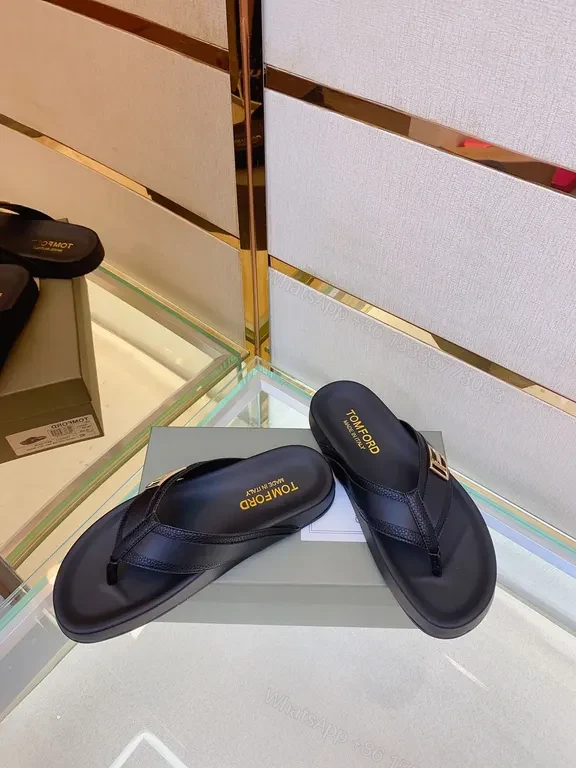 View 3 of Sleek Black Leather Sandal with Gold Buckle - All-Day Comfort