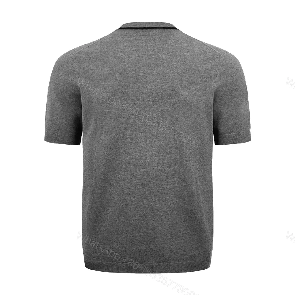View 5 of Grey Mélange Knit Tee — Subtle Trim, Modern Comfort, Premium Casual