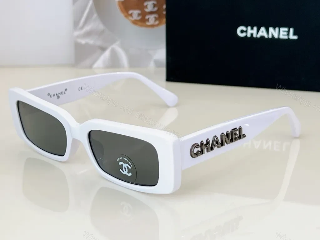 White Acetate Sunglasses + Polarized Lenses + Modern Luxe + Chanel Branding + Sunglasses — view 1