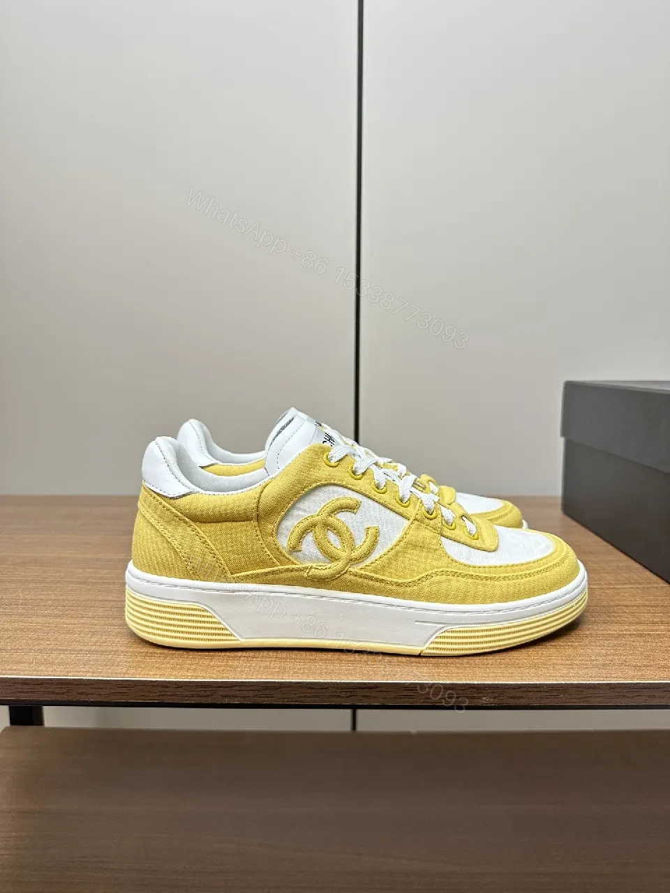 View 2 of Yellow & White Luxe Low-Top Sneakers: Bold Casual Comfort