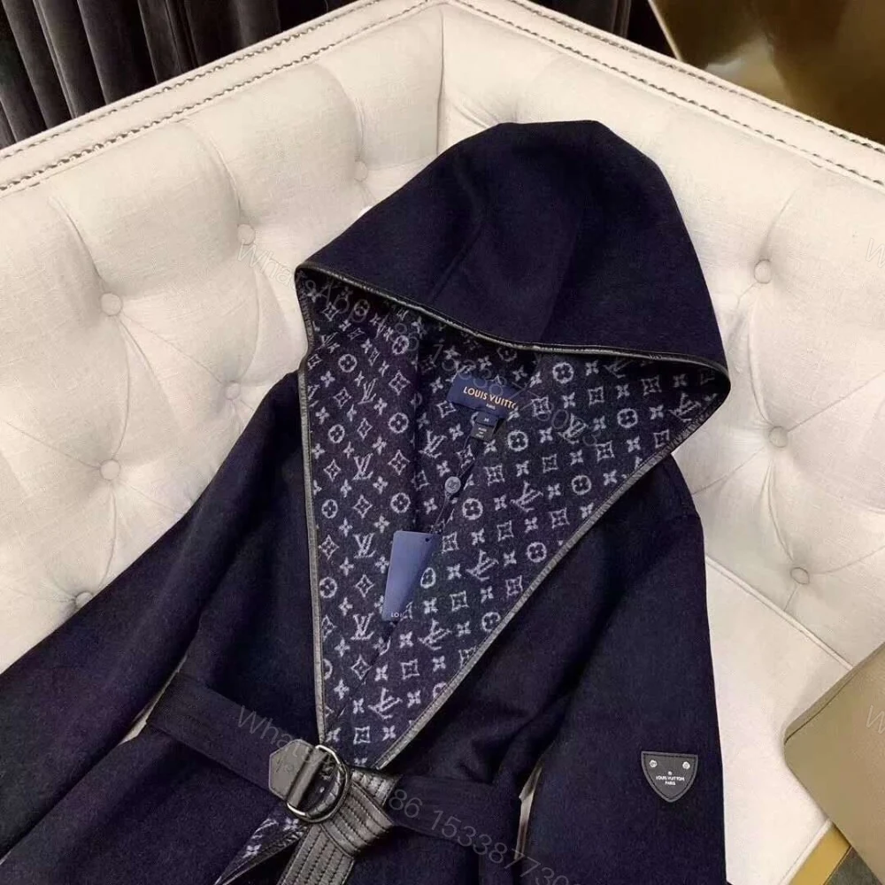 View 3 of Louis Vuitton Hooded Wrap Coat Black 1A4PE6