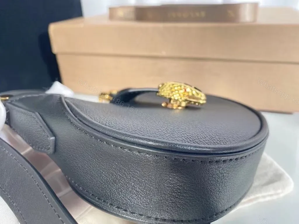 View 4 of Black Calfskin Crescent Crossbody: Mary Katrantzou Ã— BVLGARI Luxury