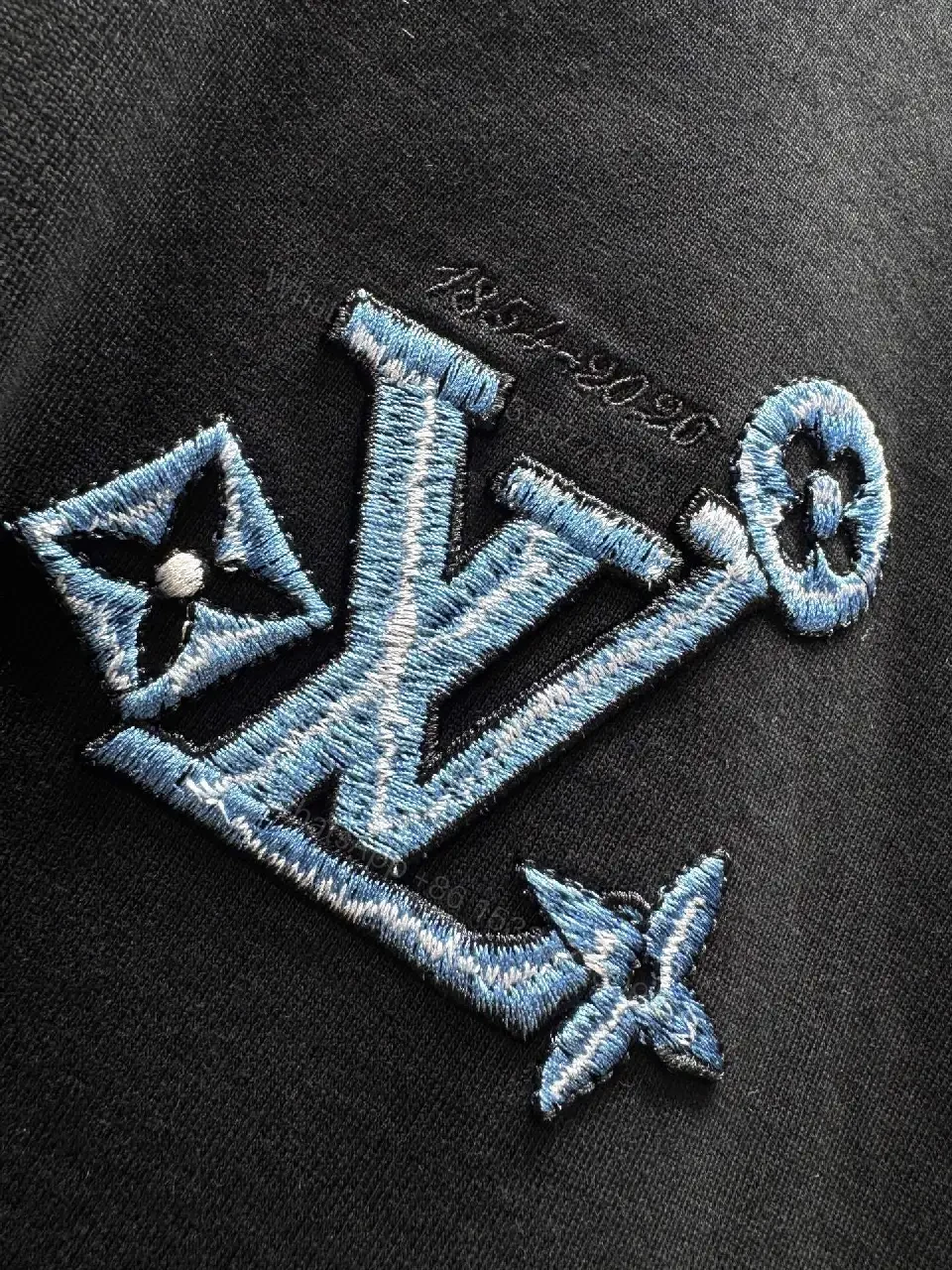 View 6 of Embroidered Monogram Black Tee - Minimal Luxe Crewneck