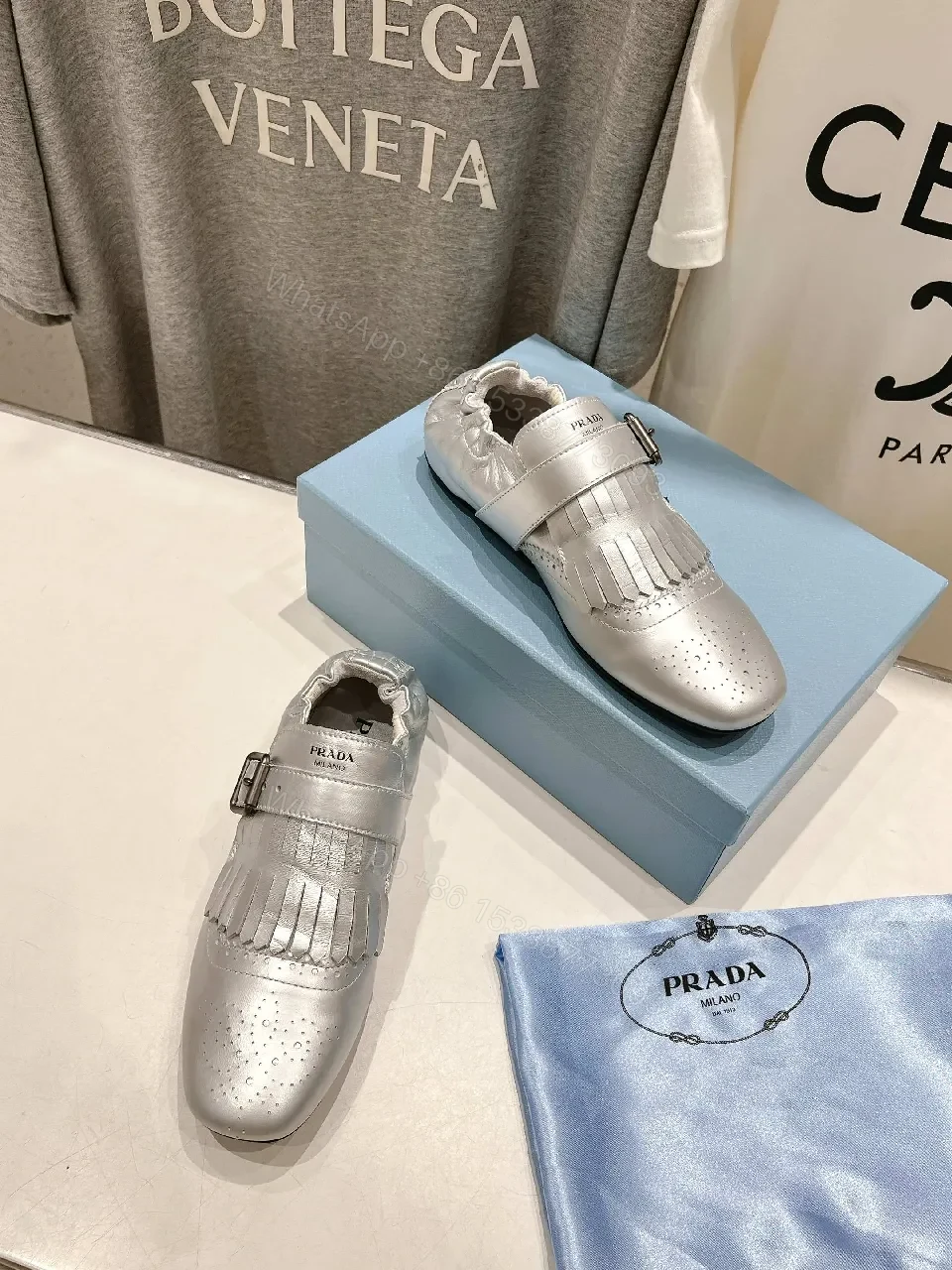 View 3 of Shimmer Fringe Derby Shoes: Metallic Leather, All-Day Comfort
