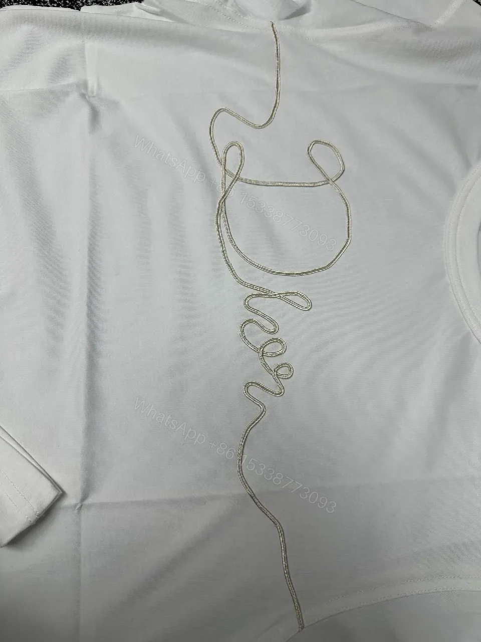 View 9 of White Cotton Crew Tee + Premium Blend + Luxe Minimal + Dior Script Accent + T-Shirt