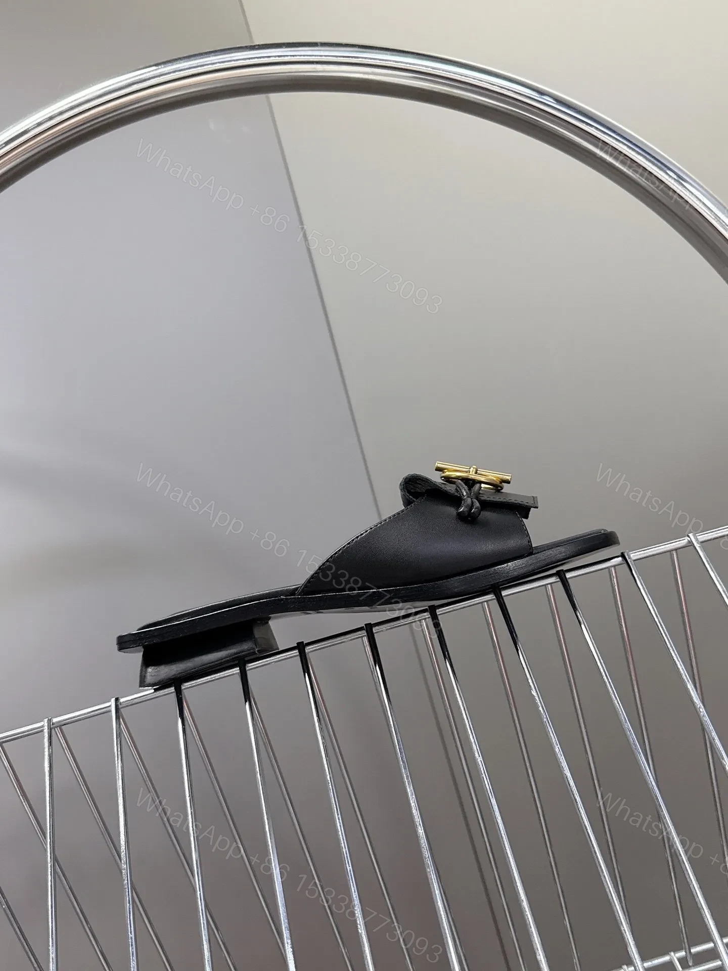 View 6 of Hermes Women Black Leather Slippers